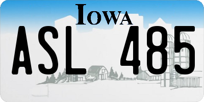 IA license plate ASL485