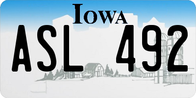 IA license plate ASL492