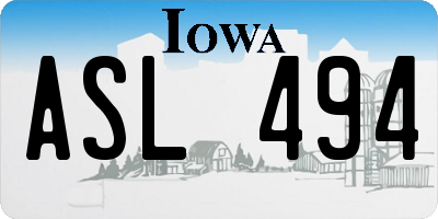 IA license plate ASL494