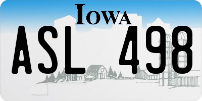 IA license plate ASL498
