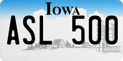 IA license plate ASL500