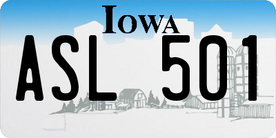 IA license plate ASL501