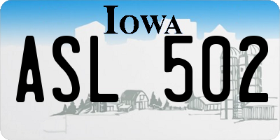 IA license plate ASL502
