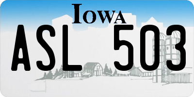 IA license plate ASL503