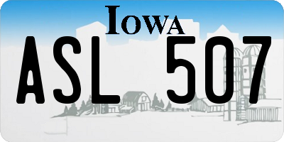 IA license plate ASL507
