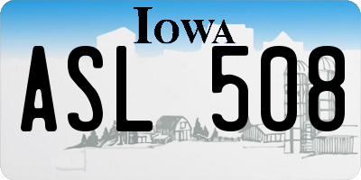 IA license plate ASL508