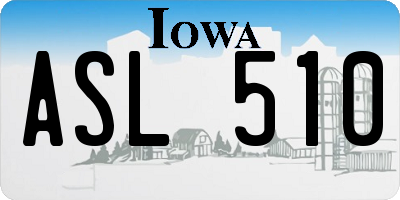 IA license plate ASL510