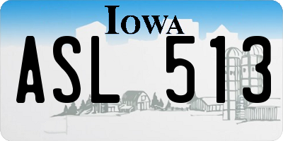 IA license plate ASL513