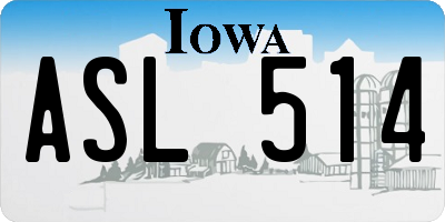 IA license plate ASL514