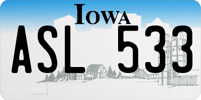 IA license plate ASL533