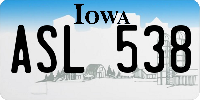 IA license plate ASL538