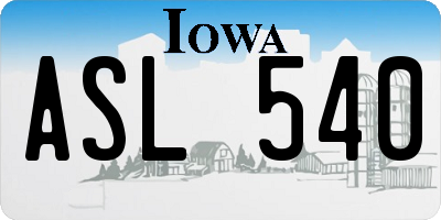 IA license plate ASL540