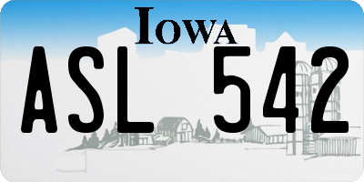 IA license plate ASL542
