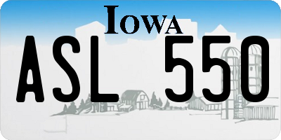 IA license plate ASL550