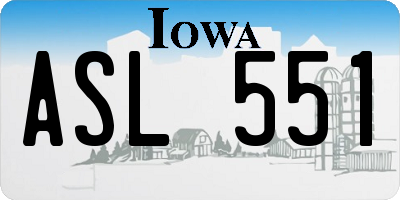 IA license plate ASL551