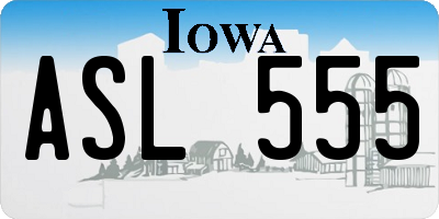 IA license plate ASL555