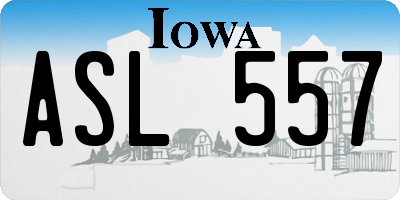 IA license plate ASL557