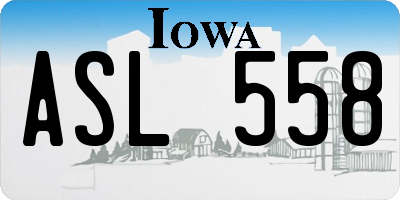 IA license plate ASL558