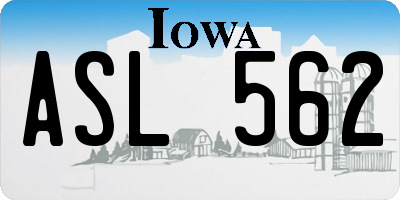 IA license plate ASL562