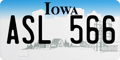 IA license plate ASL566
