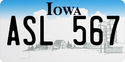 IA license plate ASL567