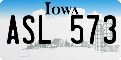 IA license plate ASL573
