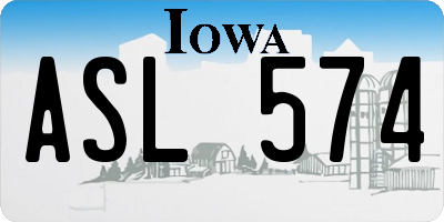IA license plate ASL574