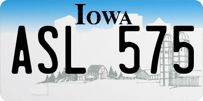 IA license plate ASL575