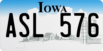 IA license plate ASL576