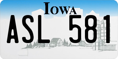 IA license plate ASL581