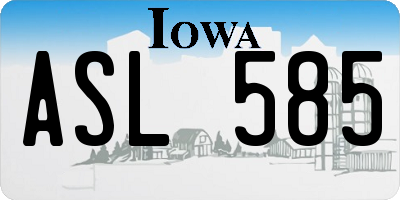 IA license plate ASL585