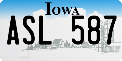 IA license plate ASL587
