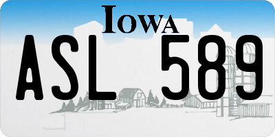 IA license plate ASL589