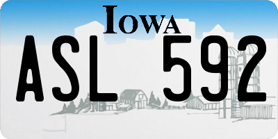 IA license plate ASL592