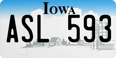 IA license plate ASL593