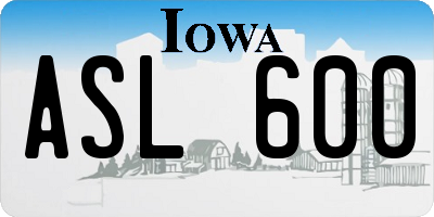 IA license plate ASL600