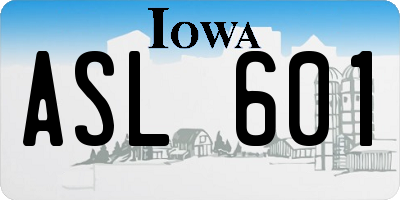 IA license plate ASL601
