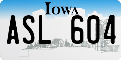 IA license plate ASL604