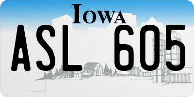 IA license plate ASL605
