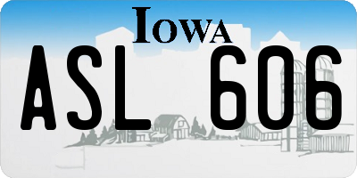 IA license plate ASL606