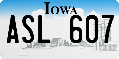 IA license plate ASL607