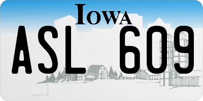 IA license plate ASL609