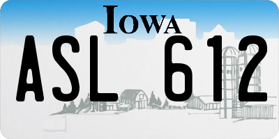 IA license plate ASL612