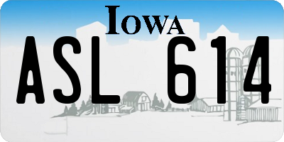 IA license plate ASL614