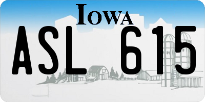 IA license plate ASL615