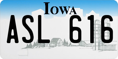 IA license plate ASL616