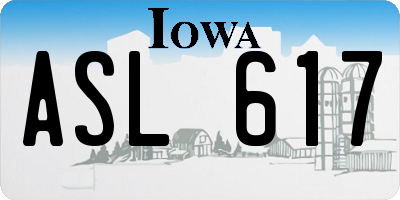 IA license plate ASL617