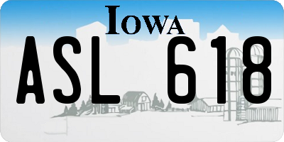 IA license plate ASL618