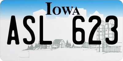 IA license plate ASL623