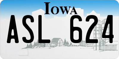 IA license plate ASL624